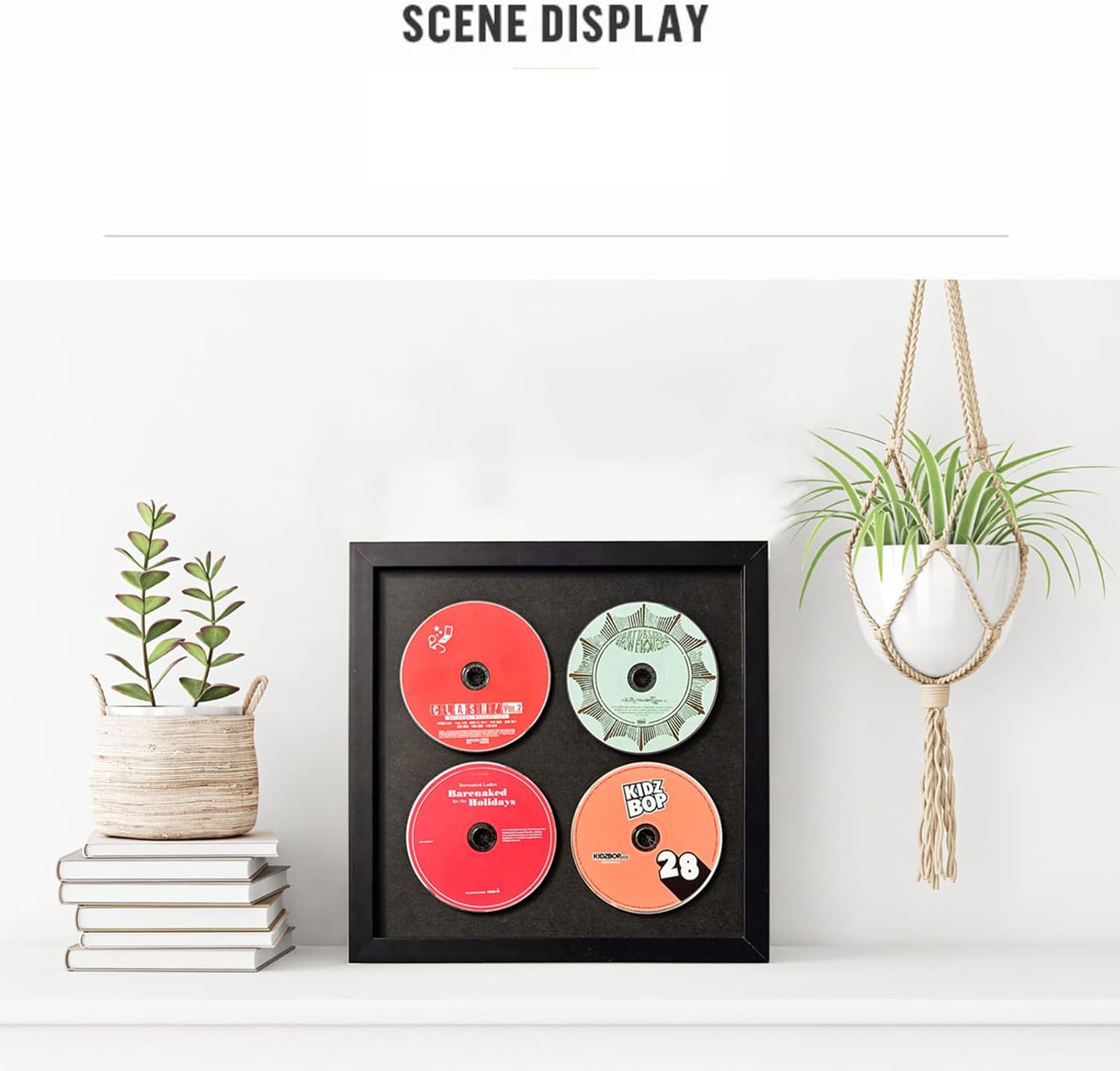 Wall record rack,Music album box,CD music box,CD case solid wood frame.Black Frame 13" x 13" Music Frame Display Case with for 4 5.5"x5.5" album cover sleeves or 12"x12" vinyl record