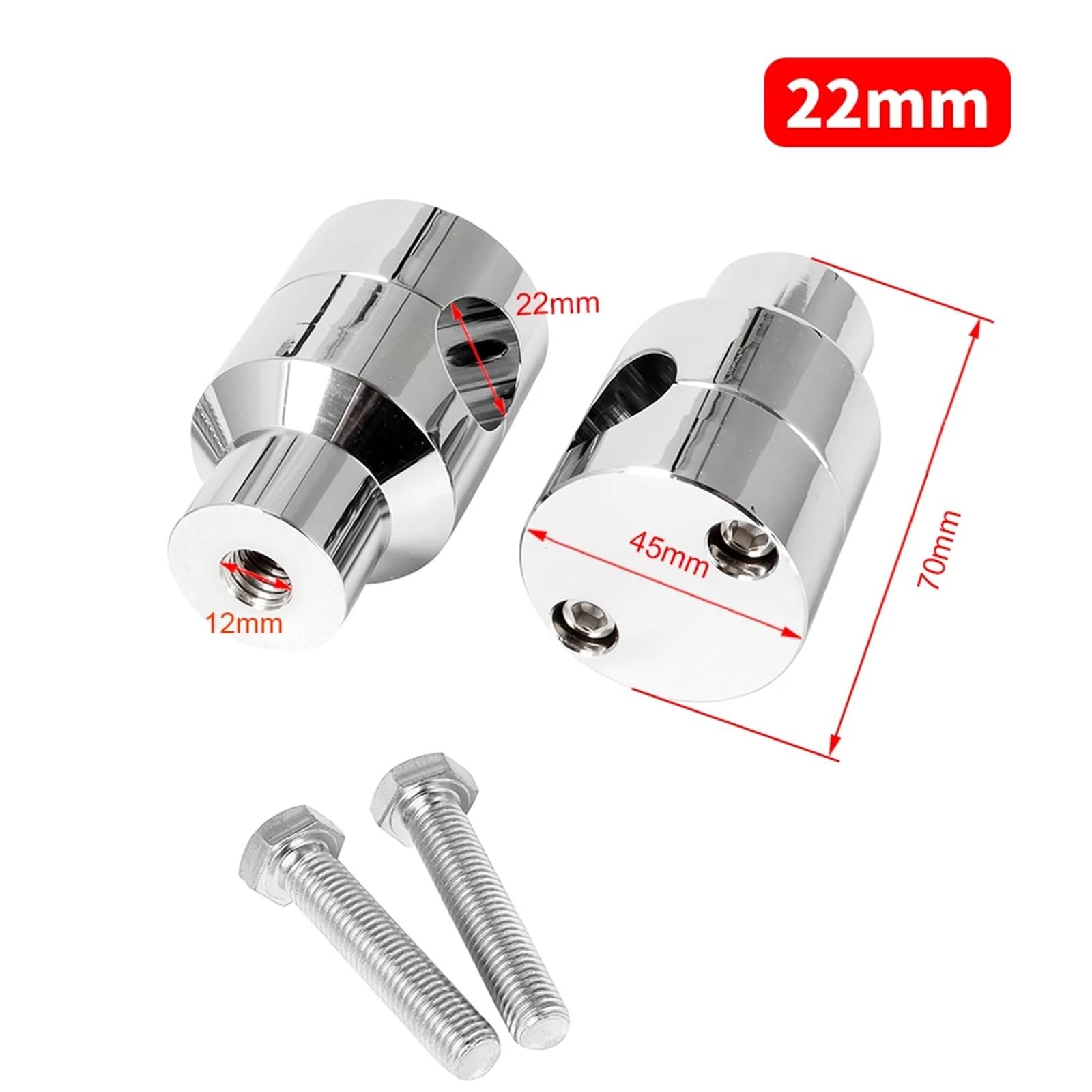 Zestaw zacisków do podnoszenia kierownicy motocyklowej 22MM 25MM do kierownic 1'' 7/8" Uniwersalny pasuje do Harleya Pasuje do Hondy Zacisk Wspornika Kierownicy Riser zacisk Adapter(Chrome 22mm)