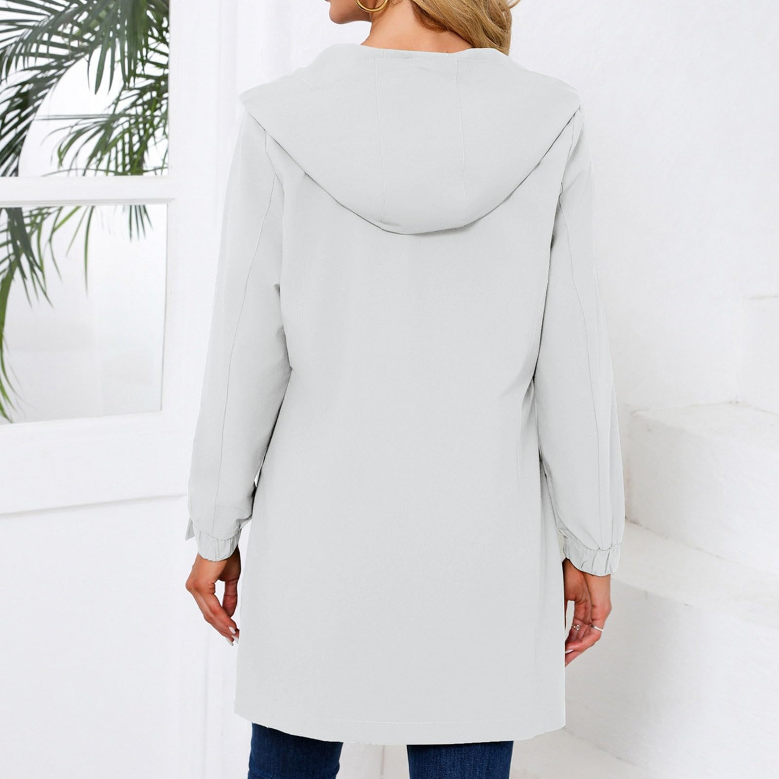 Generisch Giacca da donna per le mezze stagioni, trench con cappuccio, impermeabile, impermeabile, giacca a vento, poncho impermeabile, impermeabile, impermeabile, impermeabile, per campeggio