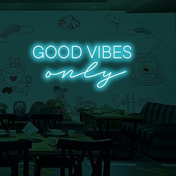 Neon Sign GOOD VIBES Only LED Neon Sign for Wall Decor Wedding Party Decor Store Bedroom Home Apartment Room Bar Club Birthday Bachelorette Engagement Party Decoration, 30 * 13.2 inches