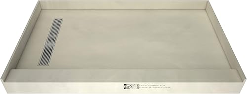 Miniatura 6 de Tile Redi RT3048L-SQPC-RB30-KIT - Sartén y banco de ducha con drenaje izquierdo, base de ducha de un solo bordillo, banco, drenaje de PVC de 2