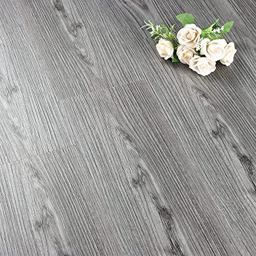 FunStick 6"x36" 15 Tiles Vinyl Flooring Peel and Stick Floor Tile Grey Wood Floor Tiles Peel and Stick Flooring Wood Planks for Walls Vinyl Plank Flooring Waterproof Laminate Flooring for Bathroom RV