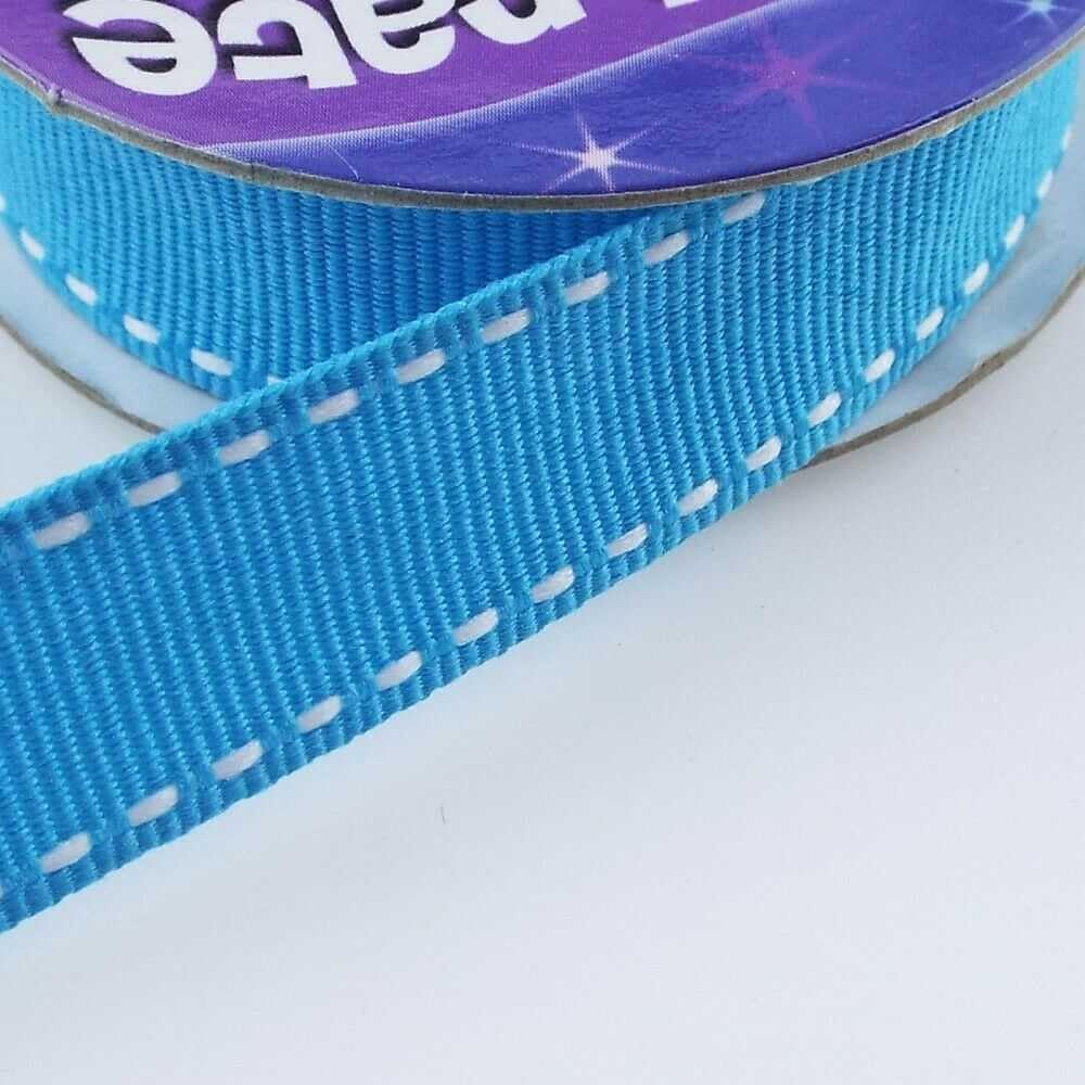 Double Stitch Grosgrain Ribbon 5 Meter Reels 6 9mm 15mm Sewing Bow 24 Types 471D, 39 6mm Turquoise Blue, 2