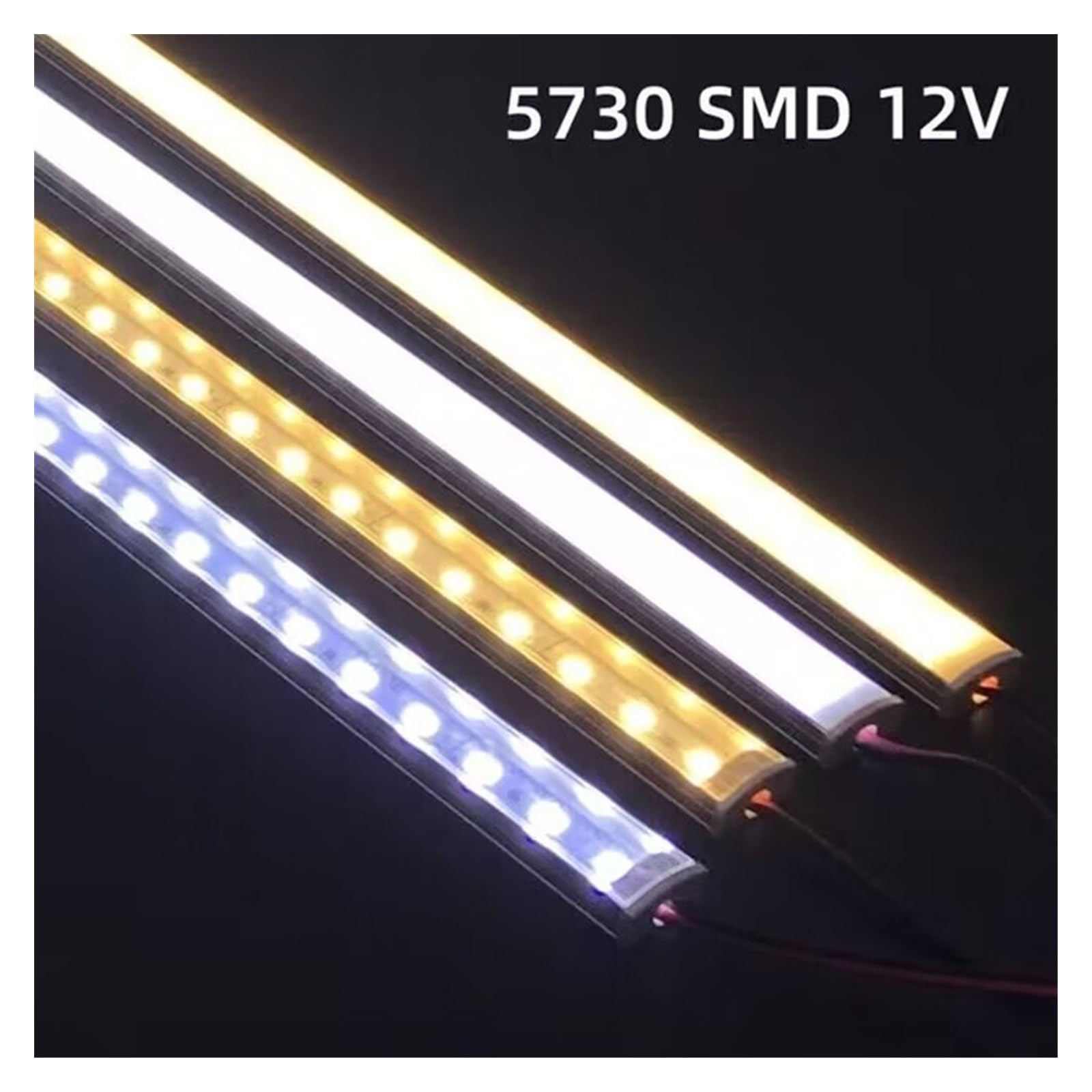 1-10 PCS LED Starrer Streifen DC12V 50CM 20 Zoll SMD5730 36LEDs U/V-förmiger Flacher LED-Aluminiumkanal Starrer Streifen for Innenbeleuchtung(3PCS,U Milky Cover 3000K)