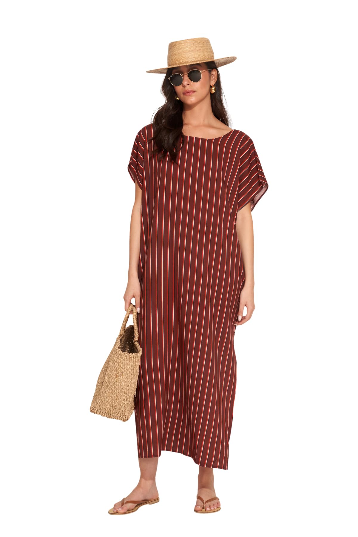 Gottex Beach Life Beach Cover Up 100% Viscose Scoop Neck Kaftan Swimsuit for Women