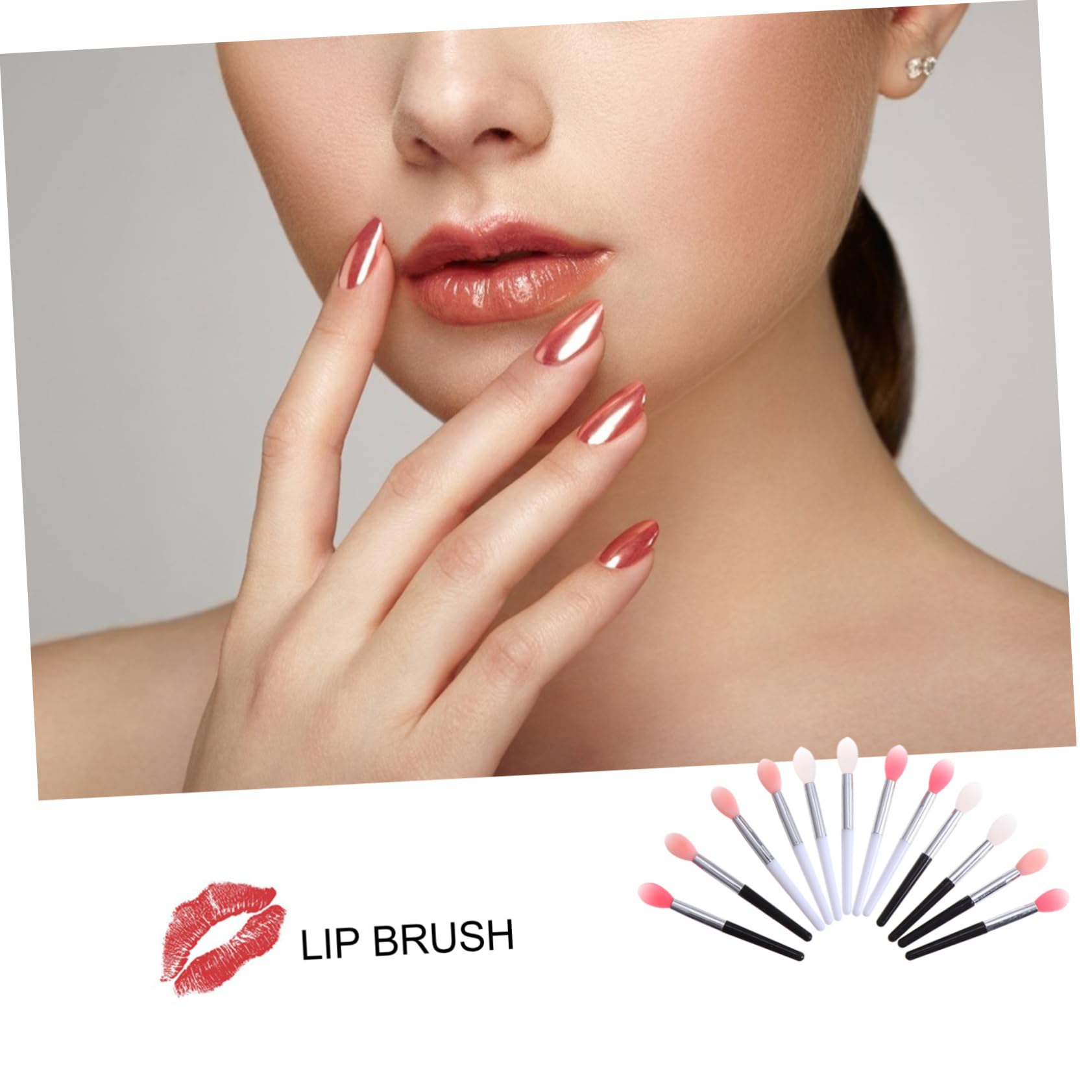 HAKIDZEL Silicone Lip Brush Set 60cm Makeup Lipstick Applicator Brush for Easy Application for Travel