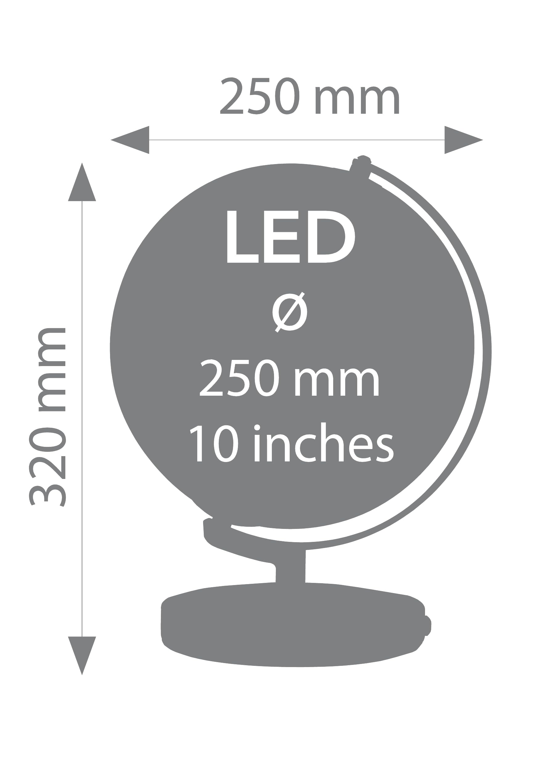 TROIKA Globus beleuchtet 25 cm TERRA LIGHT Licht LED Globus auf antikgoldfarbenem gebürsteten Metallfuß inkl. Ladestecker weicher Filzboden bewegliche Achse in bronzefarben, dunkelblau