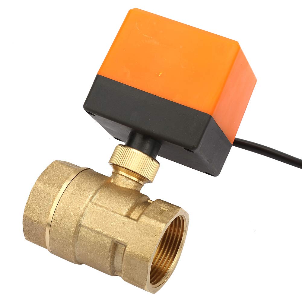 Vanne Motorisée 12 volts, DN32 G1-1/4" Vanne Motorisée 2 Fils Robinet à Tournant Sphérique en Laiton Vanne à Sphere 2 voies pour le Ventilo-Convecteur et le Système de Contrôle de l'Eau
