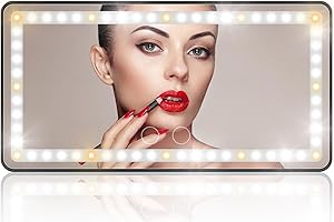 60-LED Car Vanity Mirror, 3 Light Modes, Rechargeable, Touchscreen, Universal