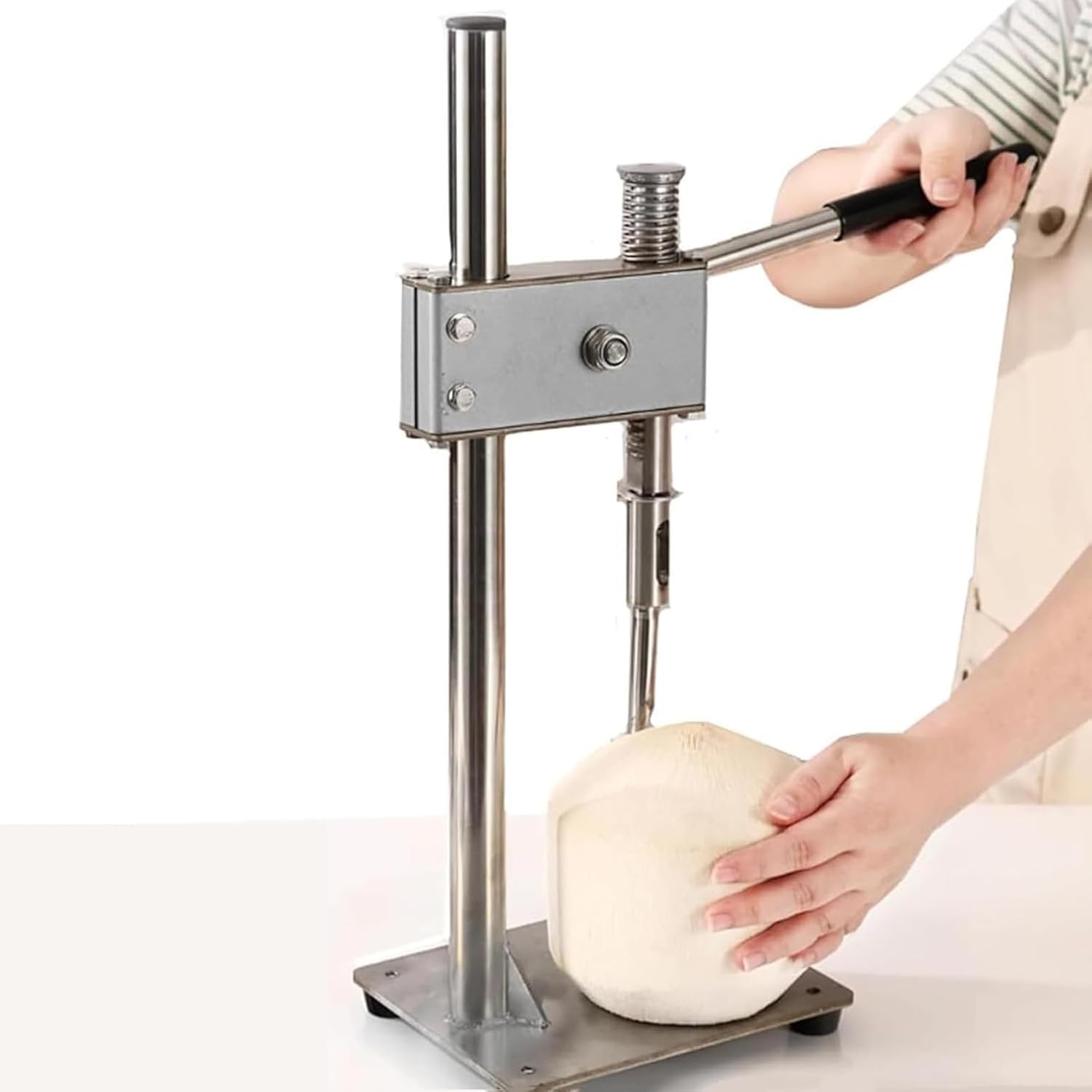 Manual Coconut Hole Opening Machine, Stainless Steel Portable Coconut Opener Tool, Vertical Hand-Pressing Coconuts Driller, Effortless and Convenient, for Green Coconuts