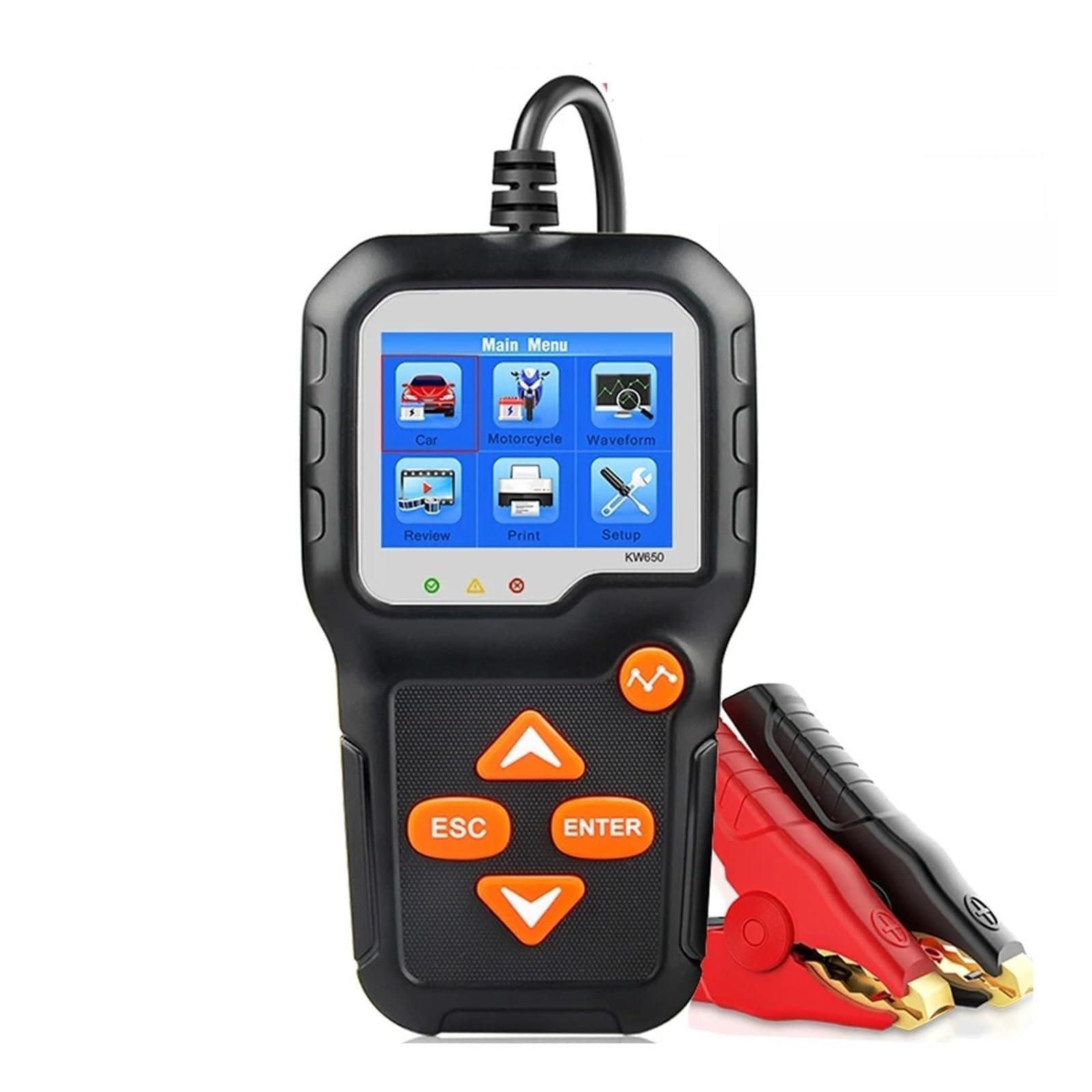 KW650 Tester akumulatora samochodowego motocyklowego 12 V 6 V Analizator akumulatora 2000CCA Układ rozruchowy ładowania Szybkie narzędzie we do pojazdu