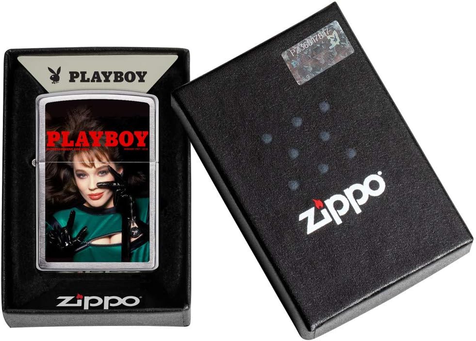 Zippo Playboy Cover February 1987 Pocket Lighter, Brushed Chrome, One Size (200-CI017357)