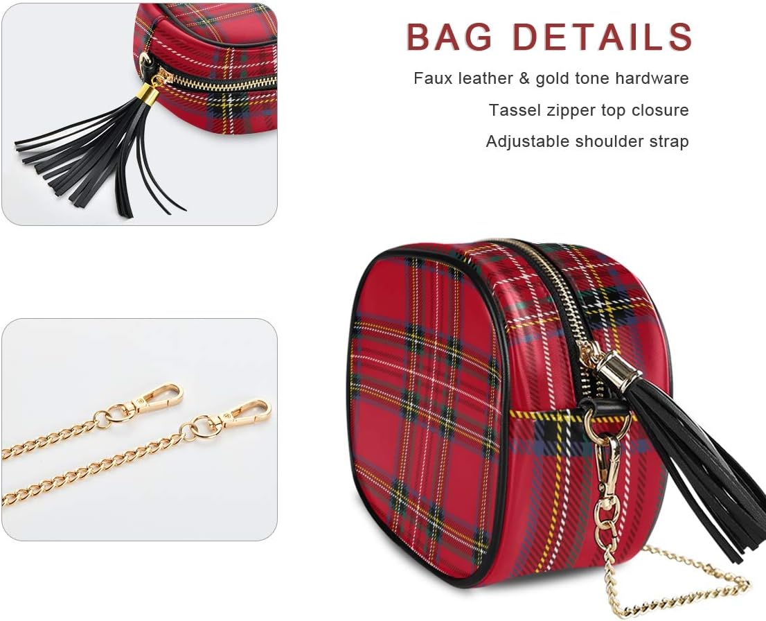 ALAZA Tartan Background Plaid Crossbody Bag with Adjustable Metal Chain Strap for Women Girl - Image 4