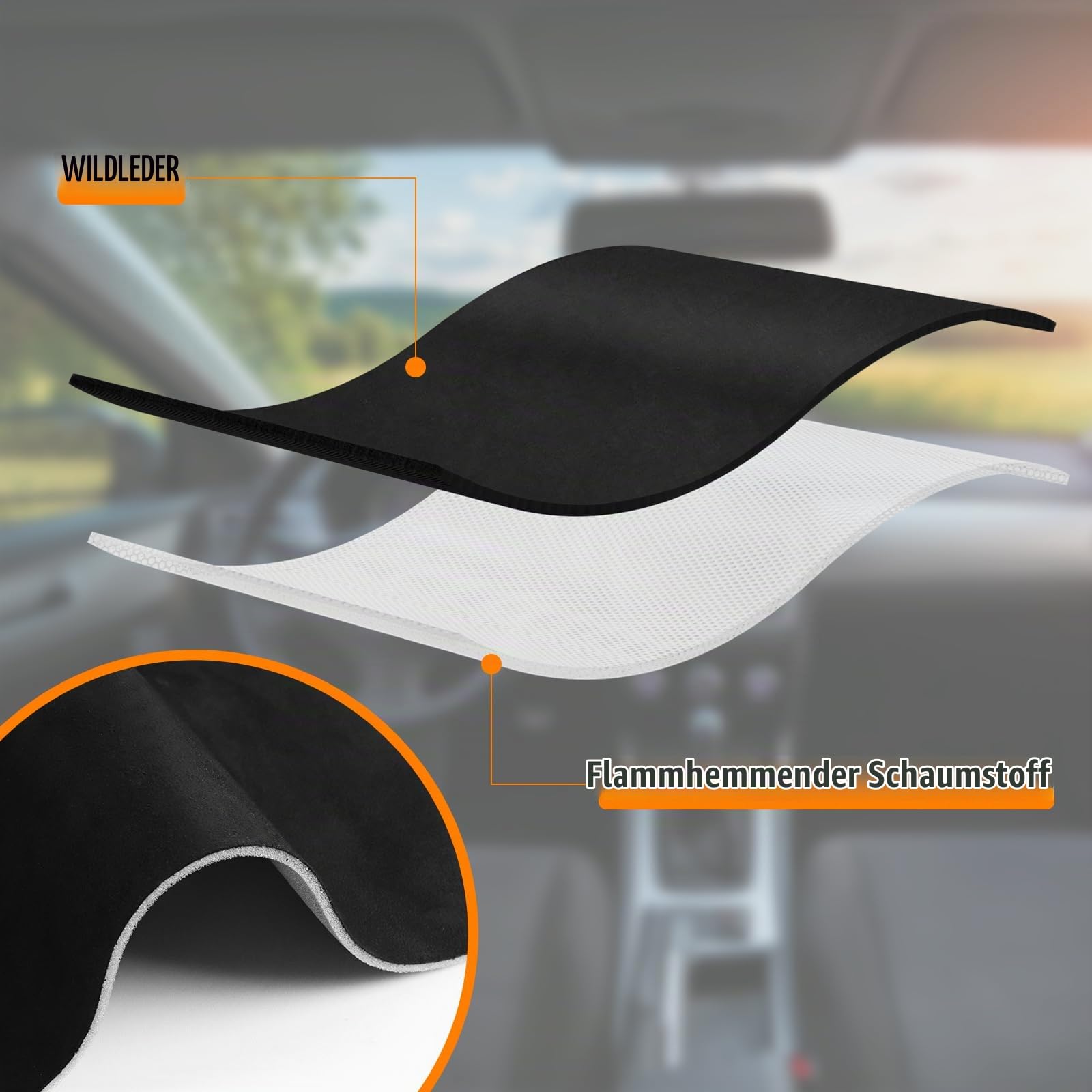 Wildleder Dachhimmel Stoff mit flammsicherer Schaumstoffrückseite, 245 x 150 cm, Autohimmelstoff für DIY Reparatur, Innenraumverkleidung, für Auto, LKW, SUV, Wohnmobil, Caravan, Boot, Schwarz