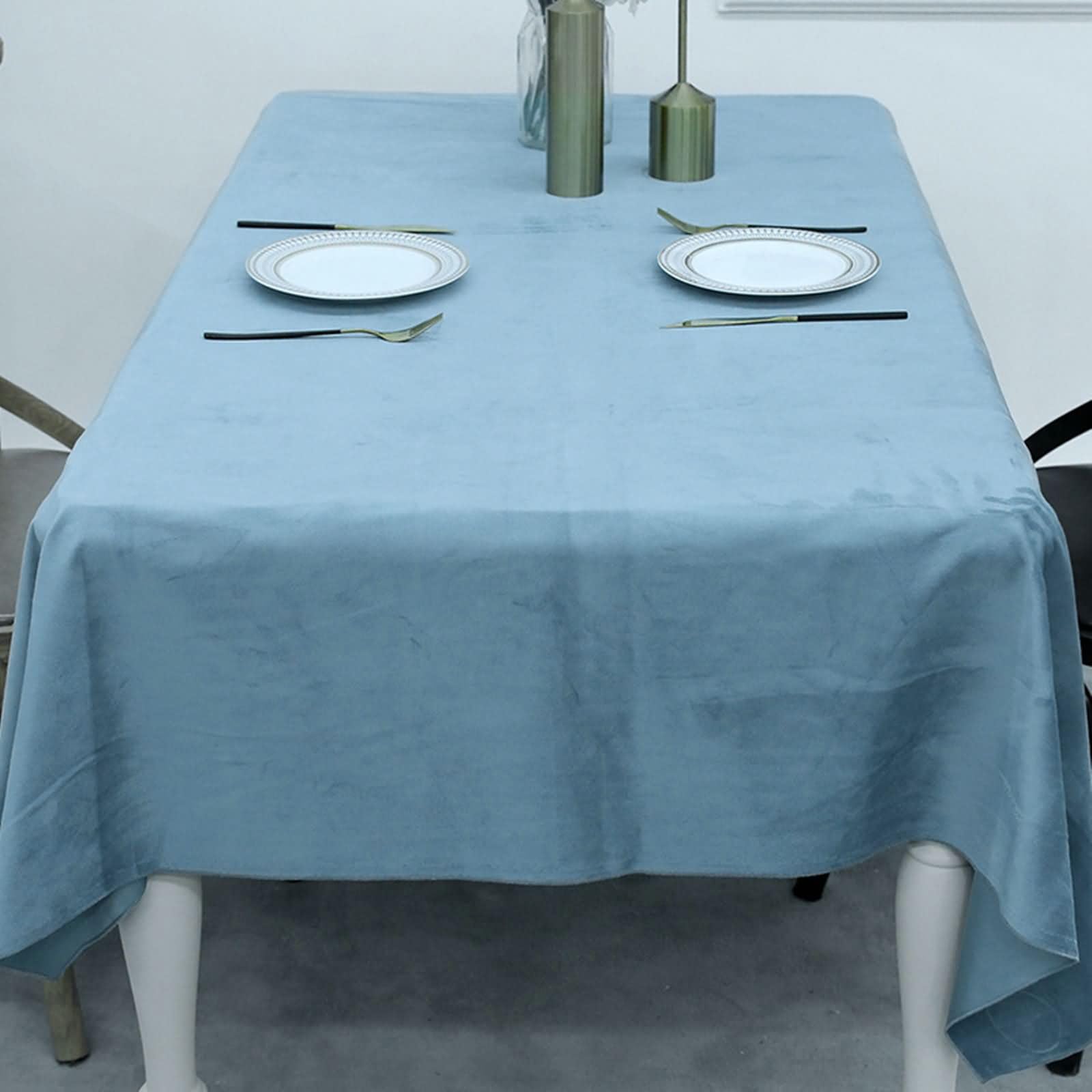 Nappe velours de table rectangulaire bleu moderne luxe KnSam 140x300
