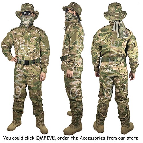 QMFIVE Taktisch Jacke Taktisch Uniform Softairjacke Taktische Männer BDU Kampf Jacke Shirt & Hosen Anzug Camo für Kriegsspiel Armee Militär Paintball Airsoft Jagd Schießen – Bild 7