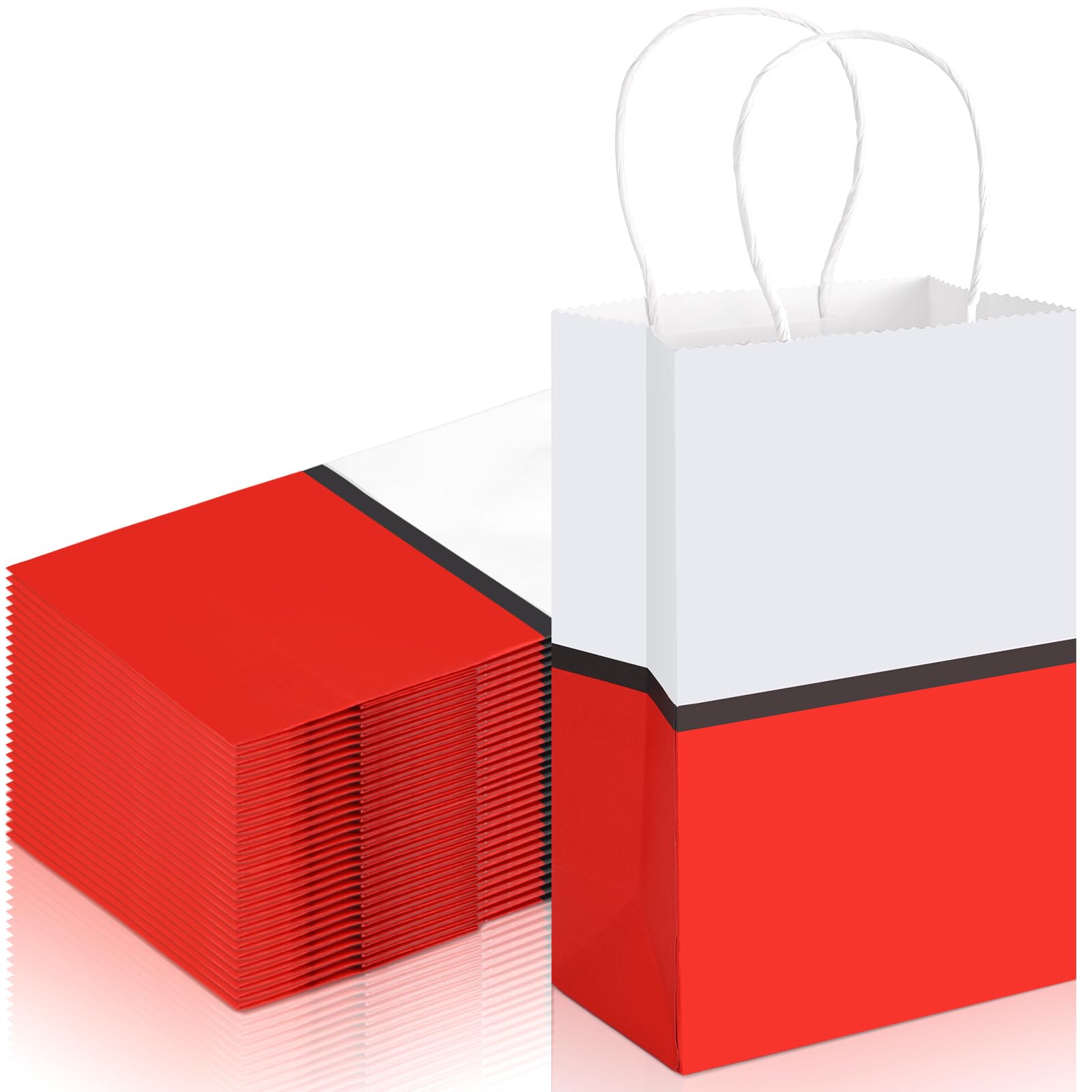 16 Pcs Cartoon Animation Party Gift Bags Red Kraft Treat Bags with Handle Birthday Party Supplies Paper Goodie Container 8.25 x 5.25 x 3 Inches for