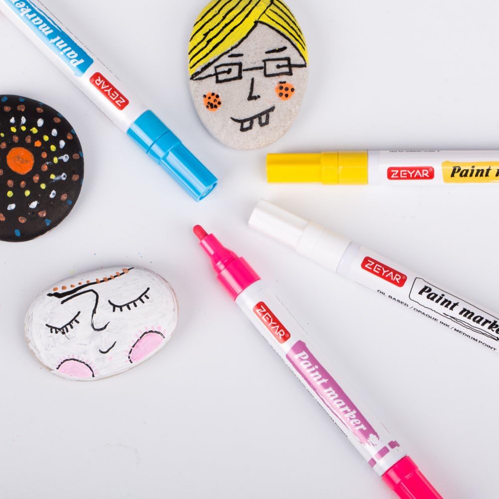 ZEYAR Paint Markers, 18 Colors, Medium Point, Permanent & Waterproof ink, Expert of Rock Painting, Oil-Based, Great on Mug, Rock, Glass, Canvas, Metal and more
