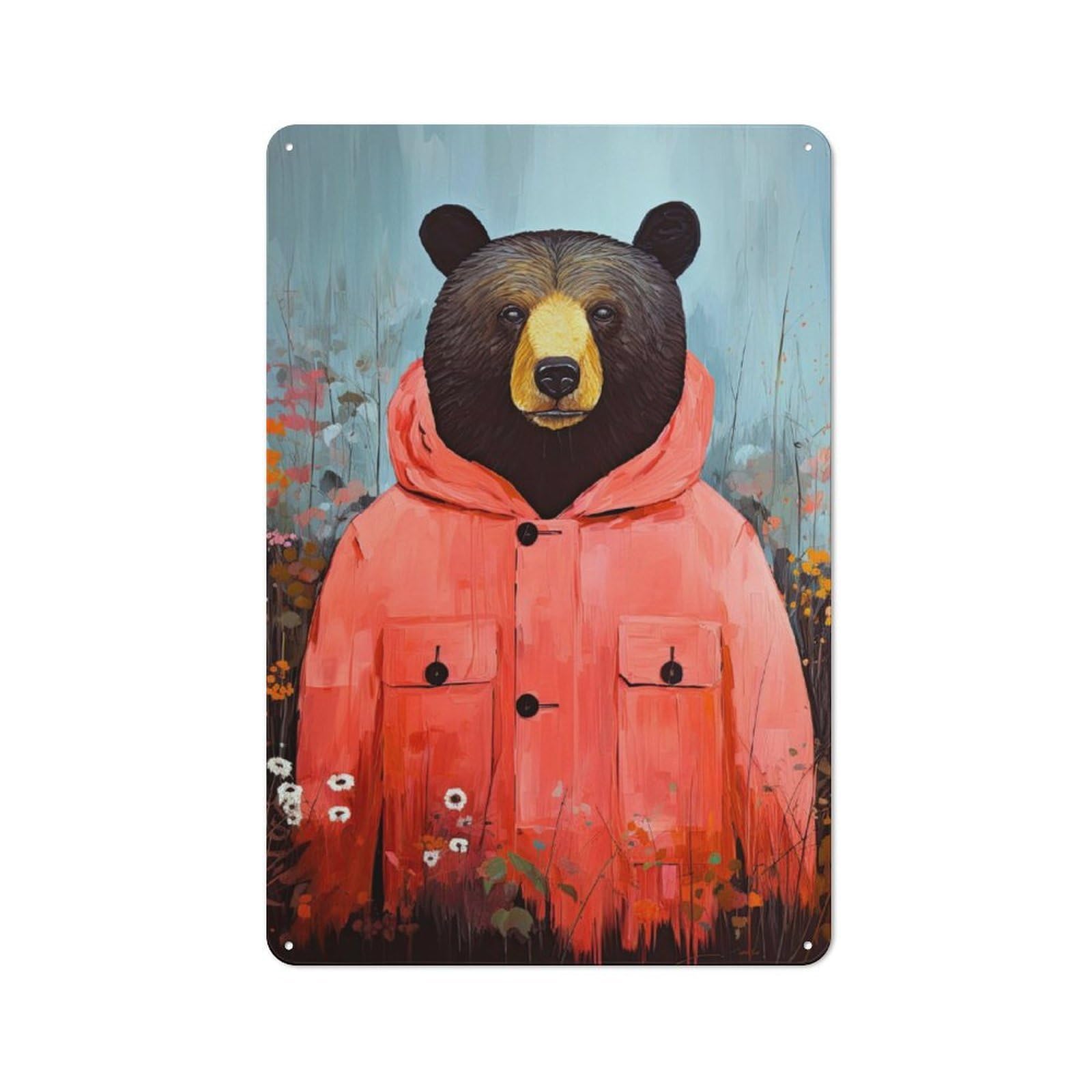 Junmoney Bear Art Metal Wall Sign 30X20cm Featuring For Living Room Wall, For Decorating Living Rooms And Feature Walls