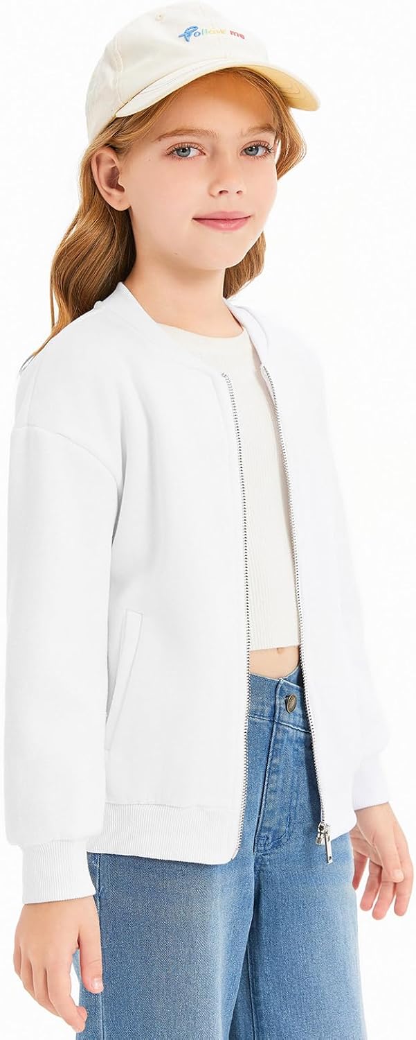 Haloumoning Girls Zip Up Jackets Kids Fall Long Sleeve Sweatshirts Outerwear with Pockets 5-14 years - Image 3