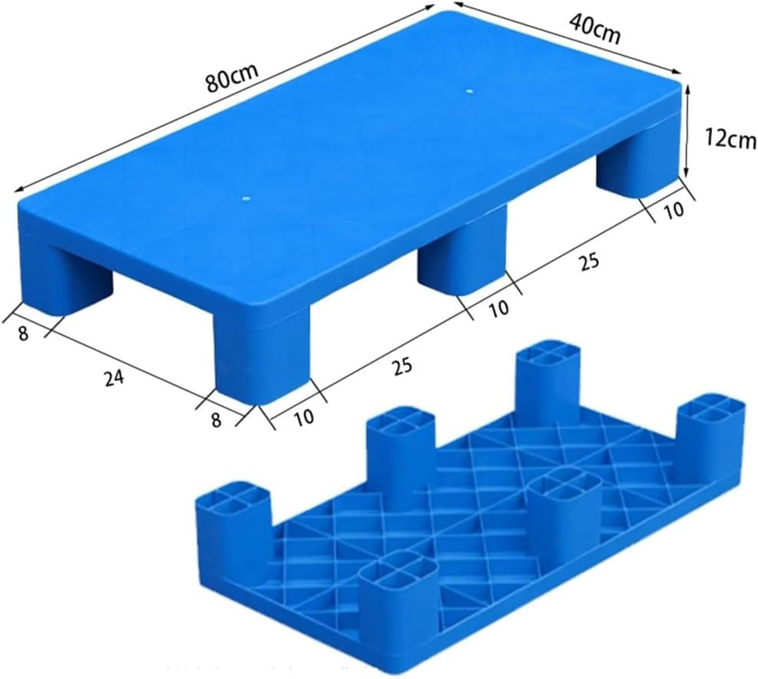 Plastic Pallet, Lightweight Moisture-Proof Floor Pallets, Safety Storage Nestable Shipping Pads for Warehouses Factory Workshop Kitchen Supermarket Garages(80x40x12cm)
