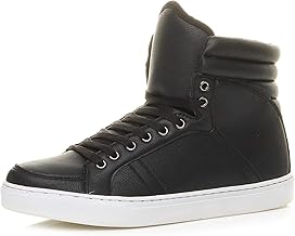 AJVANI Mens Flat lace up Quilted Casual hi high top Ankle Boots Trainers Sneakers Size.