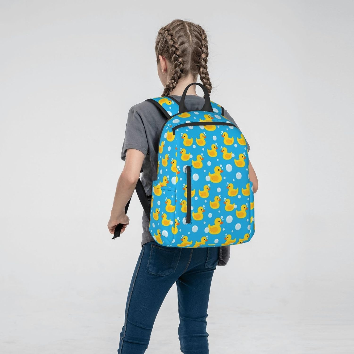 SWEET TANG Yellow Rubber Duck Travel Backpack Lightweight Bookbag Casual Daypack with Bottle Side Pockets
