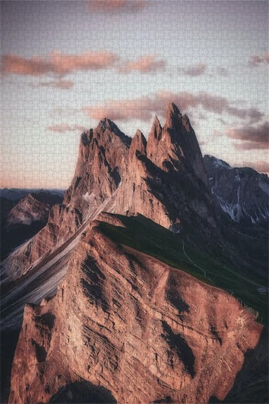 Picos de montaña al atardecer - rompecabezas de madera de 6000 piezas - divertido juego de rompecabezas educativo para hombres y mujeres