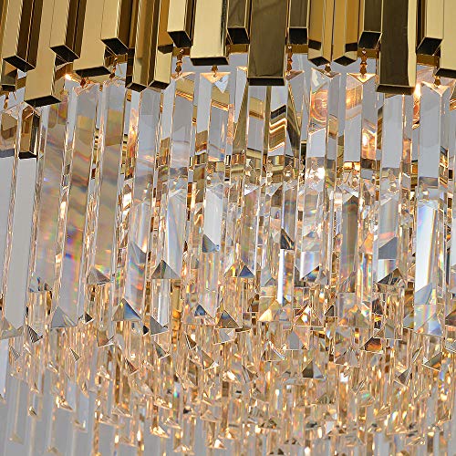 Meelighting Gold Plated Luxury Modern Crystal Chandelier Lighting Contemporary Raindrop Chandeliers Pendant Ceiling Lights Fixture For Dining Room Living Room Hotel Bedroom W21.6 #TOP5
