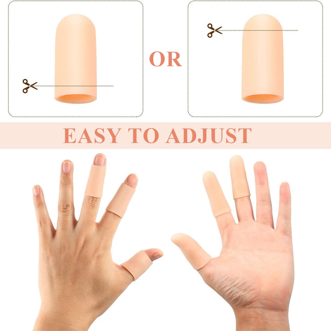 10 pcs Doigtiers de Gel en Silicone - Protège-Doigts pour Soulager l'Eczéma et les Fissures des Mains et Prévenir Les Blessures - Protection et Soutien des Doigts