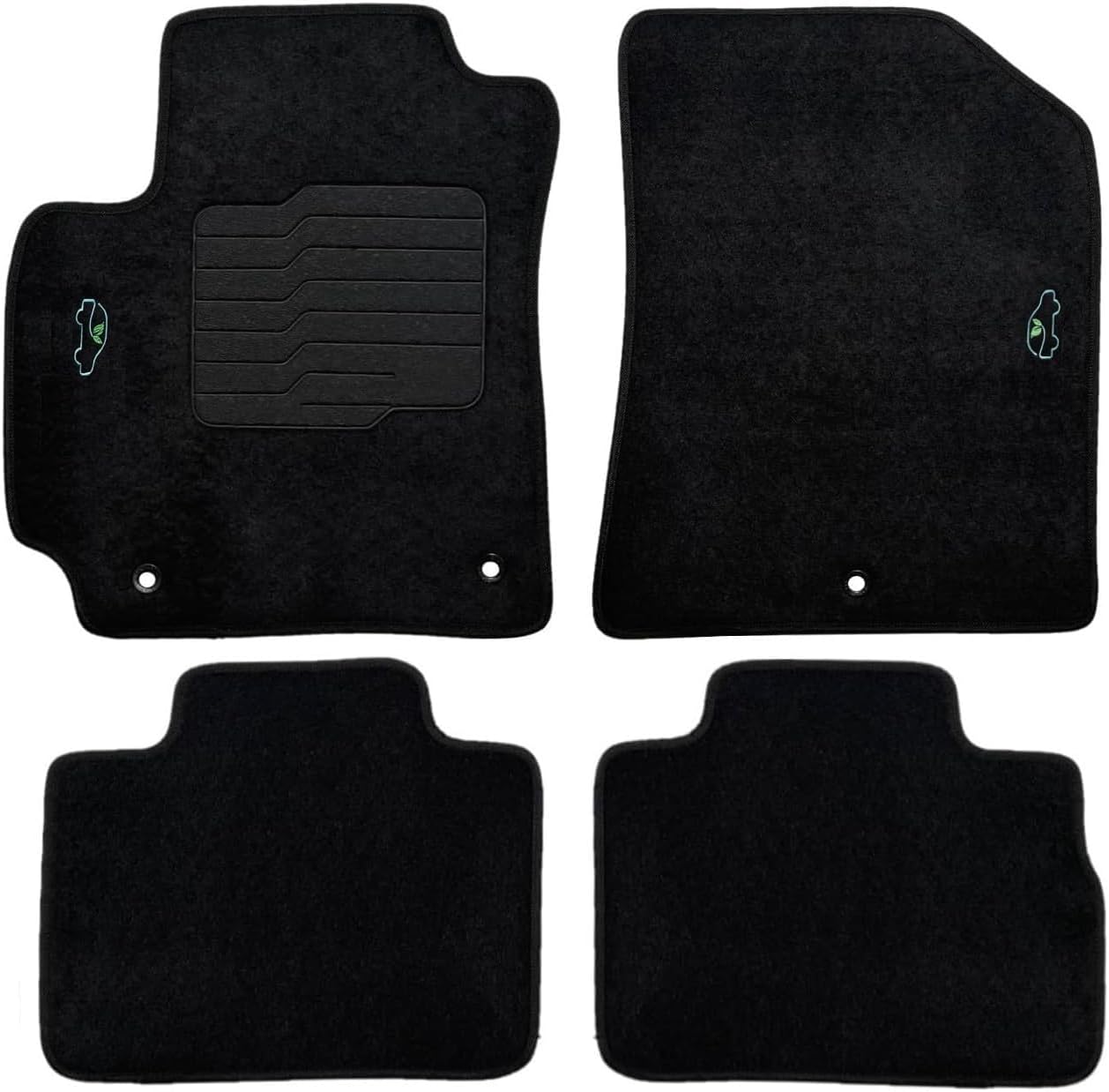 ecoMats Carpet Floor Mats Custom Fit for 2020 to 2025 Kia Soul, with Non-Slip Driver Heel Pad and Safety Locks, Front and Rear Set, Black