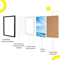Kollyseek Képkeret 40x60 cm Fekete Fenyőfa Kerettel Paszpartúval Törésálló Akril Üveggel Fali Asztali Fotókeret Lakásdekoráció 4