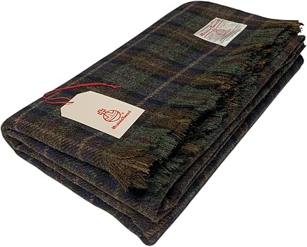 Harris Tweed Heather Glade Tartan - Luxury Large Pure Wool Throw Blanket - 150x200cm/59x79"