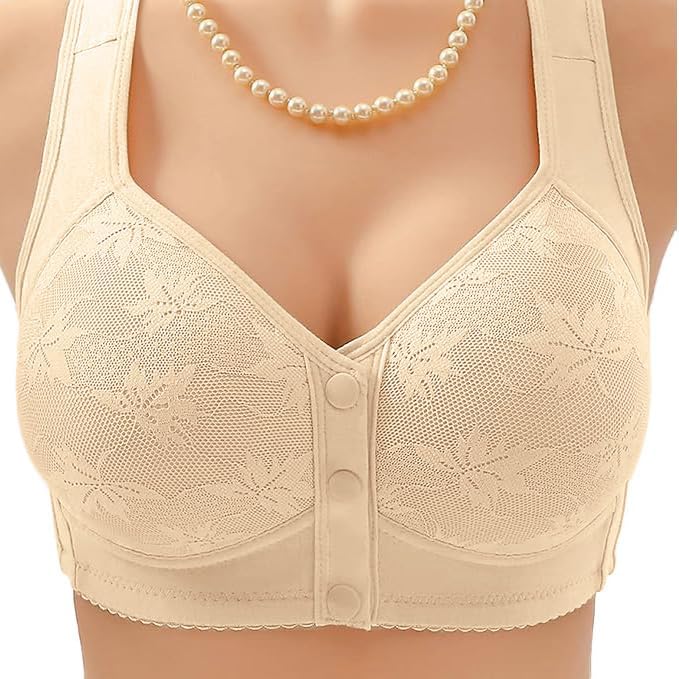 Daisy Lace Bras for Women Front Closure No Underwire Comfort Senior Wireless Snap Closing Bra - Image 2