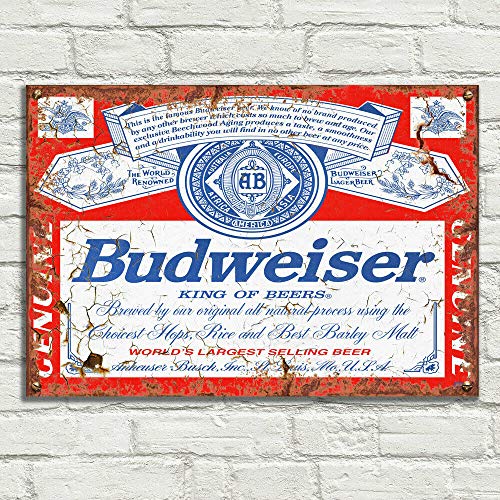 LBS4ALL Budweiser King of Beers Placa de metal de aluminio Vintage Pub Tiki Bar Casa Café Pared...