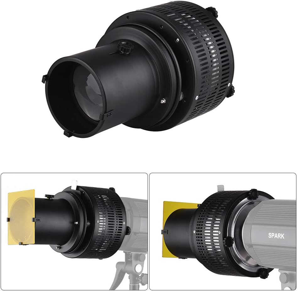 Conical Optical Snoot Kit of Mounting Spotlight, Lighting Accessory for Photo Studio with 5 Modeling Films and 5 Compatible Color Filters for Photography