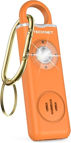 Miniatura 7 de TECKNET Alarma de seguridad personal recargable para mujeres, llavero de autodefensa de 130 dB con luz estroboscópica SOS, aviso de batería baja,