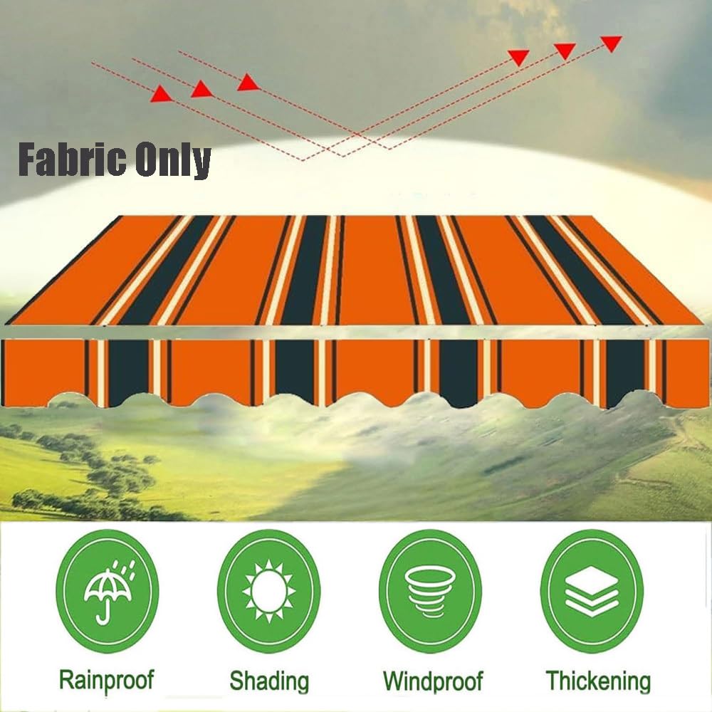 Tessuto di ricambio per tenda da giardino retrattile (solo tessuto) 5 x 2,5 m, copertura per tettoia da giardino per ombra e pioggia, ideale per case e aziende (Stripe1)