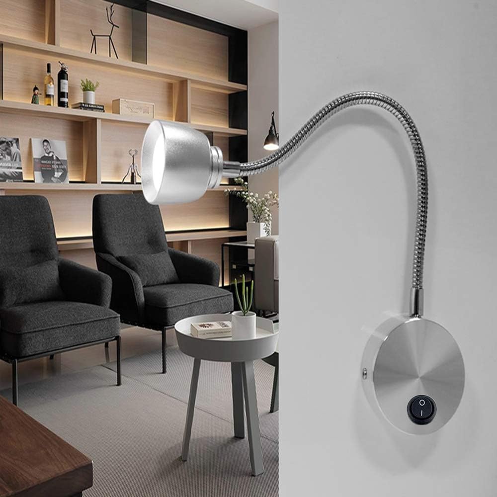 Elastyczne Lampy ścienne Do Czytania, Aluminiowa Lampa ścienna Led O Mocy 3 W Z Włącznikiem Lampa Nocna Nowoczesne światło Na Gęsiej Szyi Lampka Nocna Oświetlenie K, Coolwhite