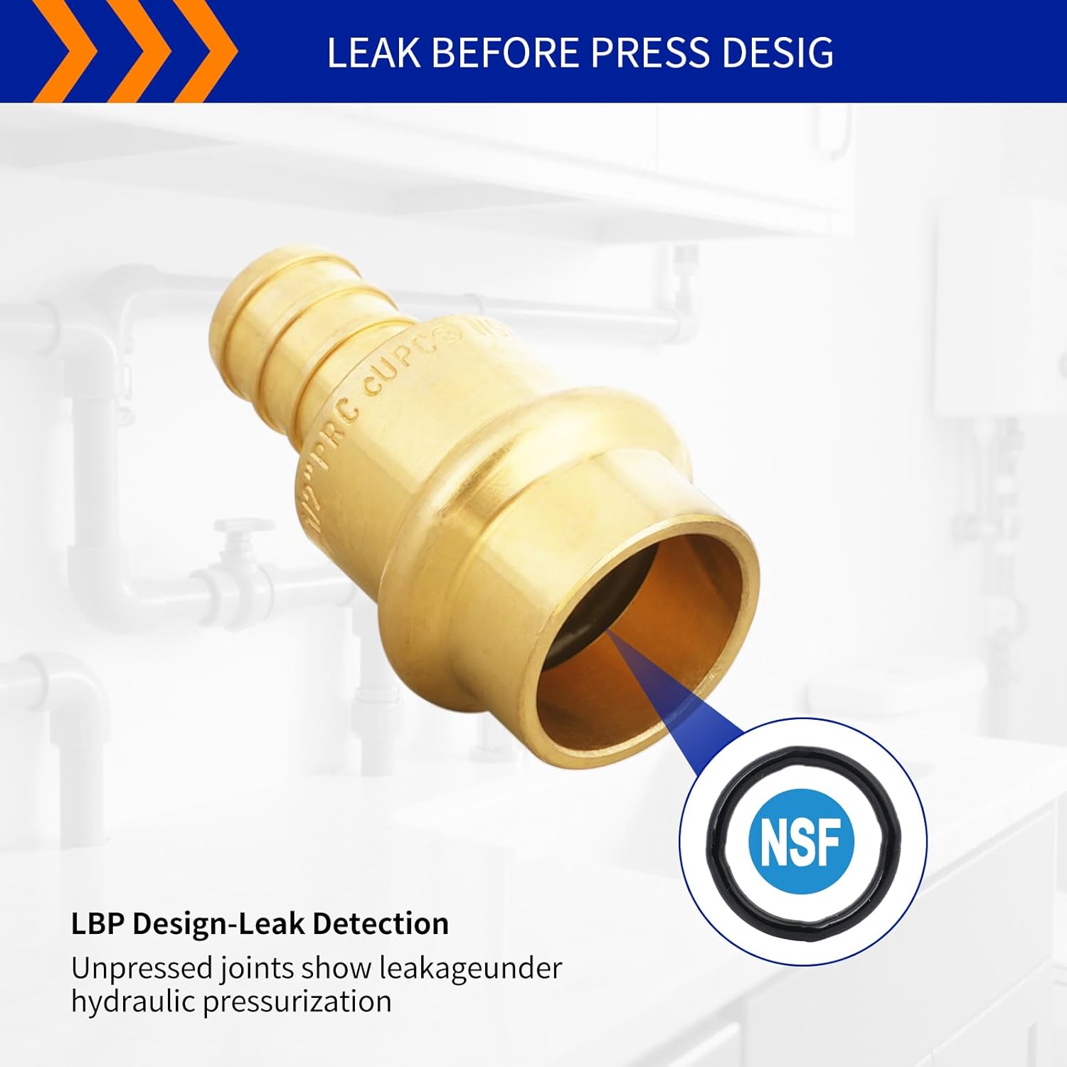 (Znkiok® 15Pack) 1/2" Press x 1/2" Pex Adapter Crimp Fittings,Copper Press To Pex Adapter,Lead-Free Brass,NSF/ANSI 61,UPC.