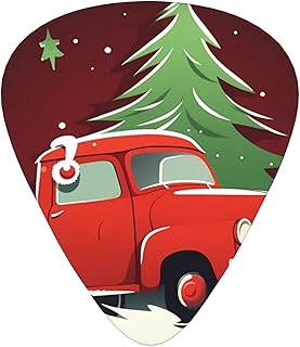 Merry Christmas Red Car Guitar Picks 12 Pack Bass Picks with Organizer Box Guitar Plectrum Includes Thin Medium Heavy Guitar Picks Ukulele Picks for Bass Acoustic Electric Guitars
