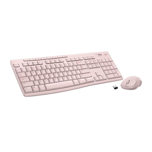 Logitech MK270 Wireless Keyboard and Mouse Combo for Windows, 2.4 GHz Wireless, Compact Mouse, 8 Multimedia and Shortcut Keys, 2-Year Battery Life, for PC, Laptop - Rose