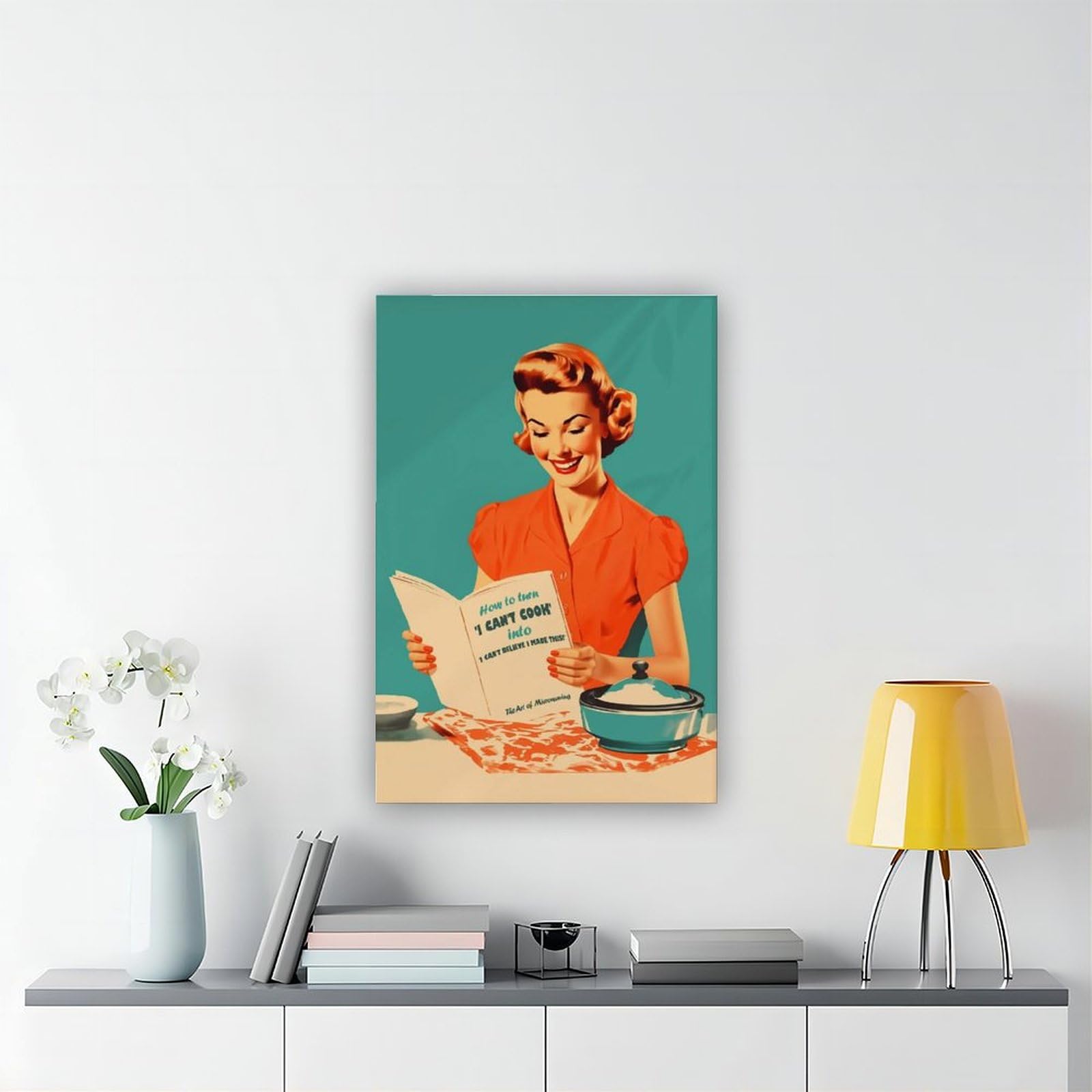 Leinwandposter im Retro-Stil der 50er-60er-Jahre, Motiv: Can't Cook auf Leinwand, Schlafzimmer, Landschaft, Büro, Raumdekoration, Geschenk, 60 x 90 cm