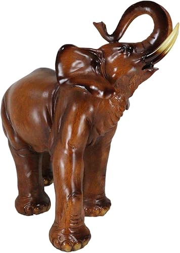 Miniatura 3 de Ebros Gift Elefante de Buda tailandés de madera de caoba sintética auspiciosa con tronco arriba, estatua de 14.25 pulgadas de largo Fengshui Vastu