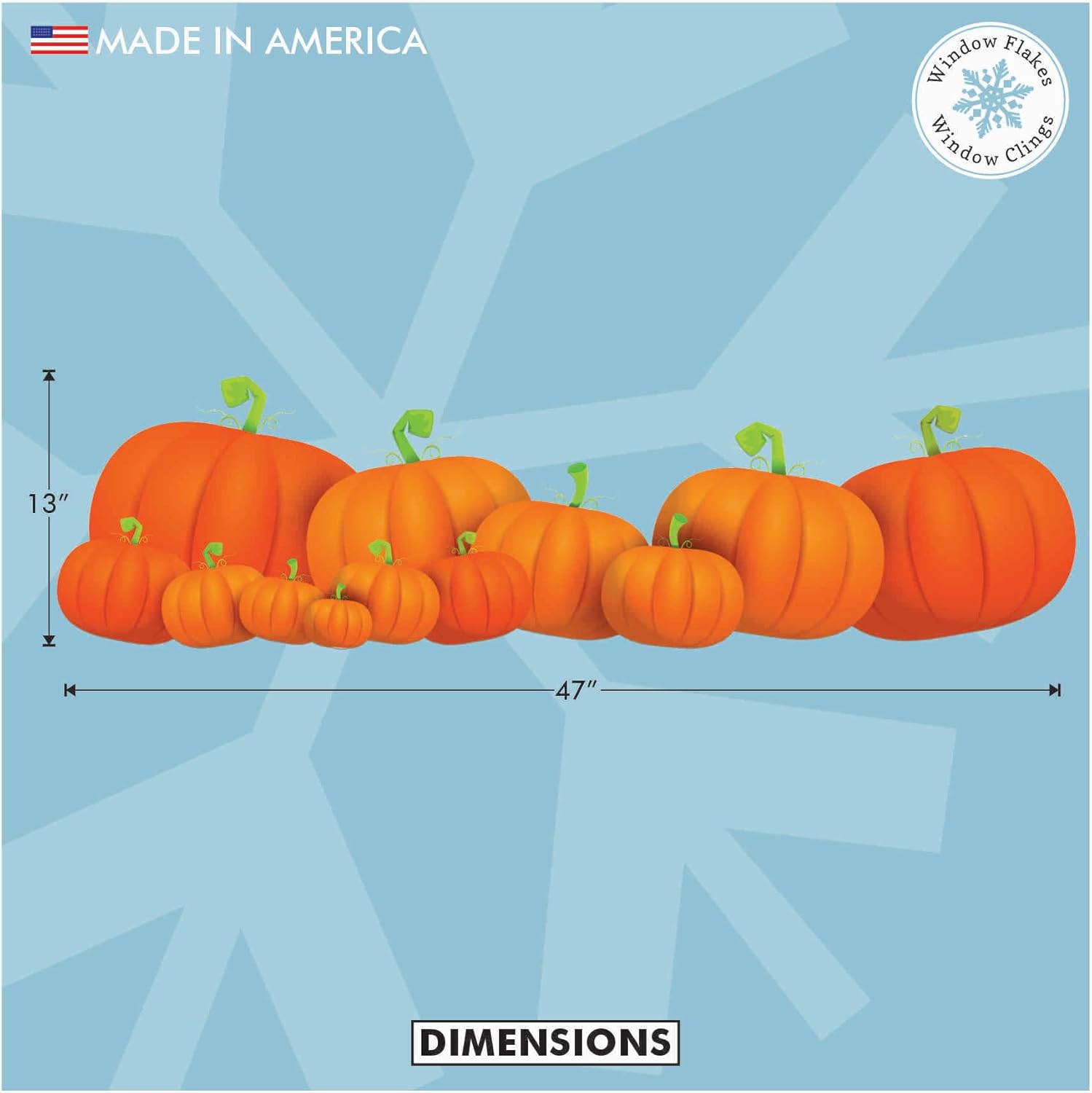 Large Thanksgiving Window Cling Pumpkin Home Decor Decoration Decal. Reusable, Non-Adhesive, Fall Pumpkin Decor for Holiday Glass, Window and Doors.