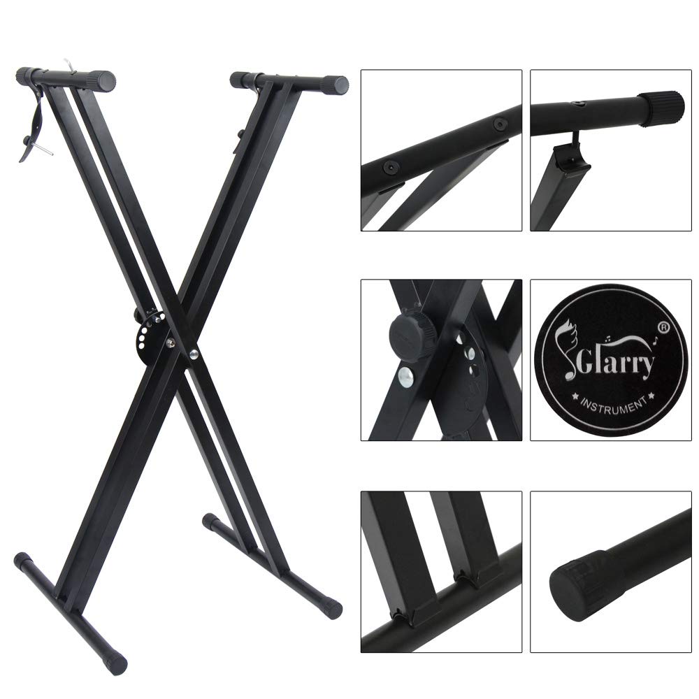 Bonnlo Support pour Clavier Électronique, Double Tube en X en Acier, Réglable en Hauteur (97x96x44 cm), Pliable et Portable, pour Piano Numérique, Synthétiseur, Poids Max 50 kg, Noir