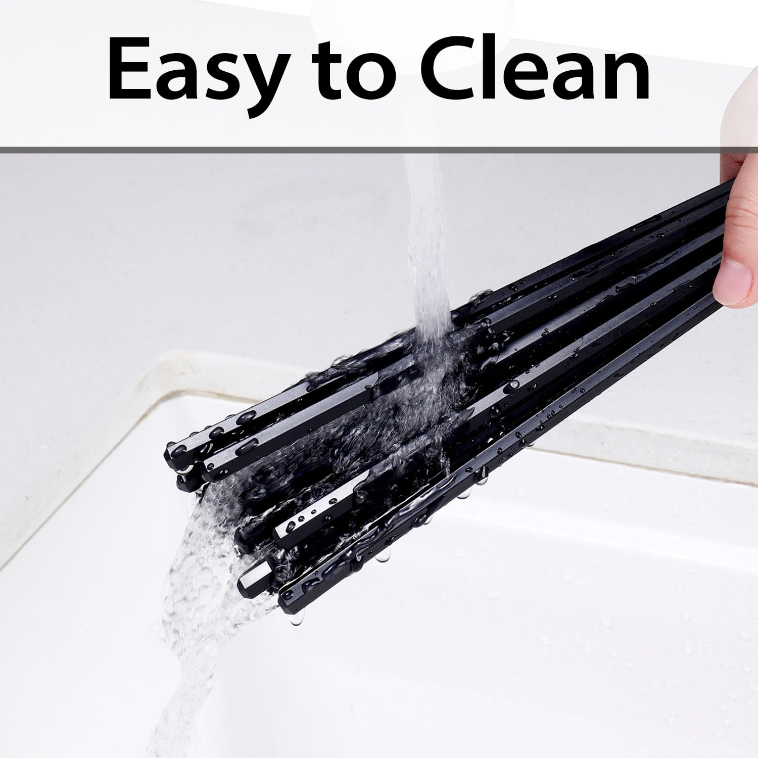 10 Pairs Reusable Fiberglass Chopsticks, Dishwasher Safe, 9.6 Inch, Premium Non-Slip, Chinese and Japanese Chopsticks, Black