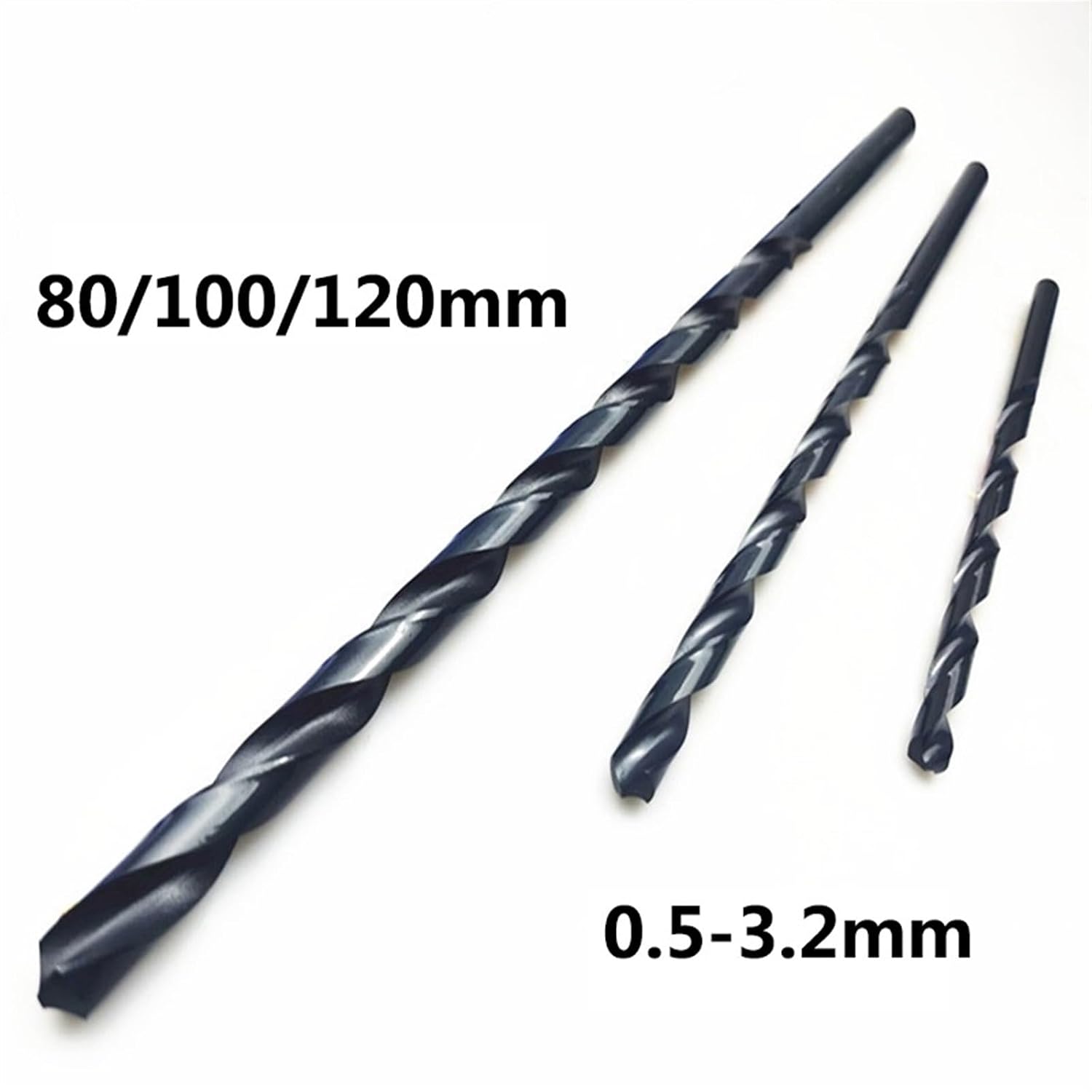 0.5mm-3.2mm HSS M2 Black 80/100/120mm Long Twist Drill Bits for Metalworking Alloy Steel Cast Iron (Size : 1.4x100mm 10pc)