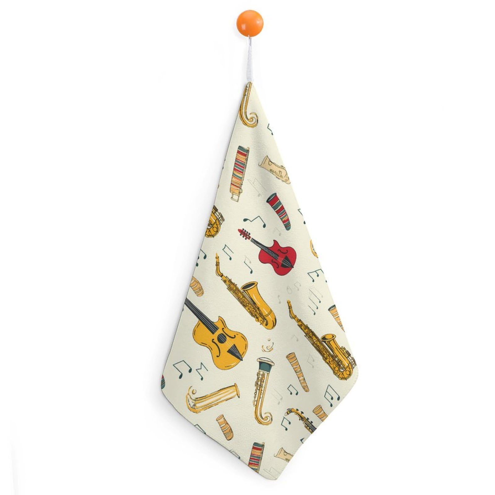 TXFBTRFSA Musical Instruments Saxophone French Hor Hand Towels with Hanging Loop Kitchen Towel Handkerchiefs Cleaning Cloths