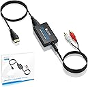 eSynic Professional eARC/ARC Audio Extractor-Plug & Play-Ultra Long 7ft Cable-Portable 192KHZ ARC to RCA & 3.5MM Aux Adapter- USB Power-from HDTV ARC/eARC to 3.5MM Headphone & L/R Stereo Audio System